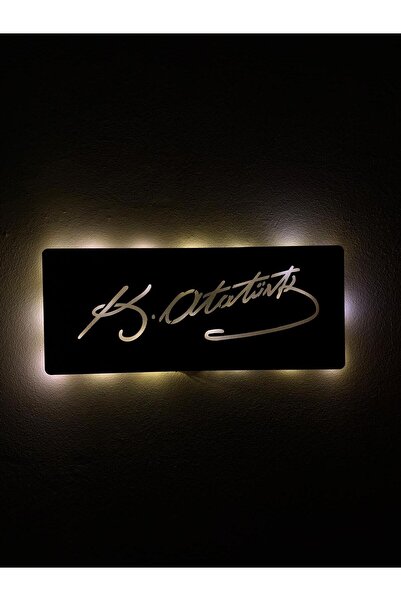 sem concept AA Pilli Ledli Işıklı Kemal Atatürk İmzası, Ahşap Ledli Tablo, At...