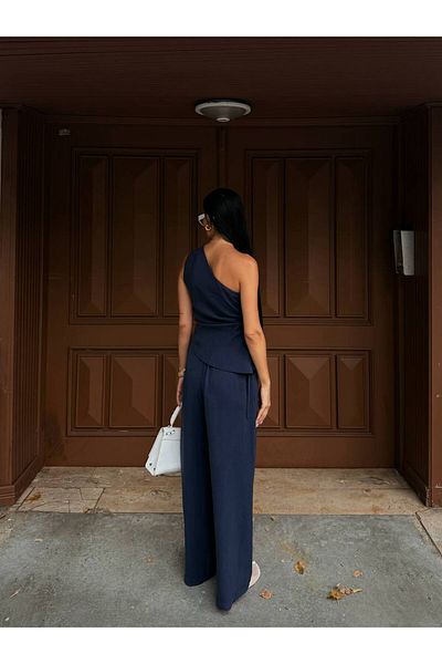 Rabury Butik Adrea One Sleeve Shoulder Blouse Palazzo Pants Set