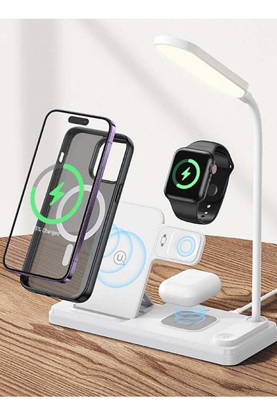 Usams 15W 4in1 Wireless Charging Holder With Table Lamp