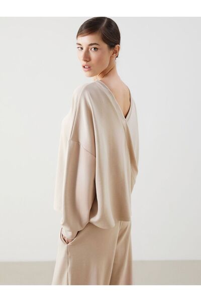 LC Waikiki Natuvera Beige Crew Neck Women's Sweatshirt