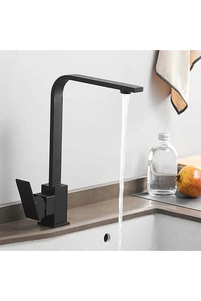 Alessandro DESIGN Single Handle Kitchen Faucet with Swivel Spout, Ceramic Cartridge, Black Satin Stainless Steel