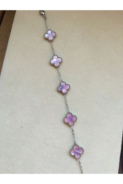 GUNESTAKI Silver Pink Reflective Steel Bracelet