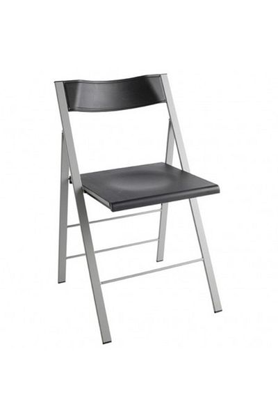 Kardett Solid metal folding chair 5kg, black, for kitchen, camping, picnic, garden, terrace or living room