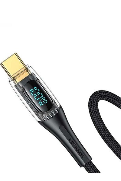 Usams كابل USB C إلى USB C بشاشة رقمية بطول 1.2 متر - شحن سريع PD بقوة 100 وات