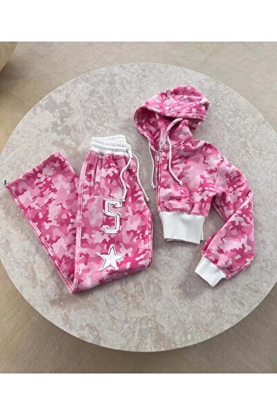 Gofeel Restock Kamuflaj Baggy Alt Üst Eşofman Takımı ( 3 İplik Şardonlu)