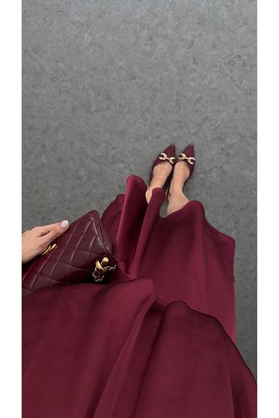 HAZELANNA Burgundy Satin Skirt