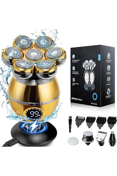 Damar Professional Electric Shaver Damar, Advanced Technology with 7 Rotating Heads, IPX7 Waterproof, Comp