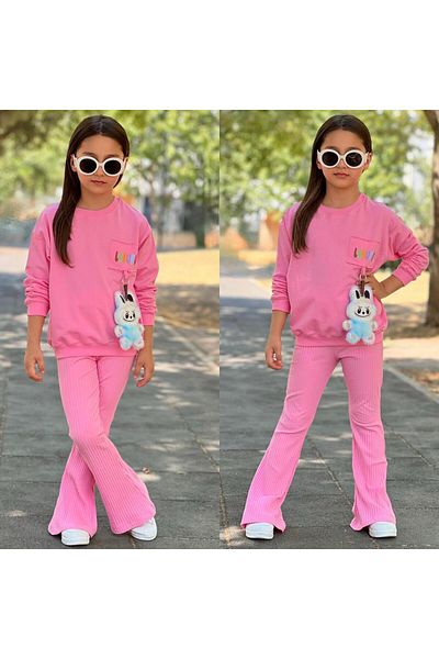 KOKOŞ BEBEK Children's Suit Cotton with Labubu Figure Toy Gift |   Between 3/8 Years