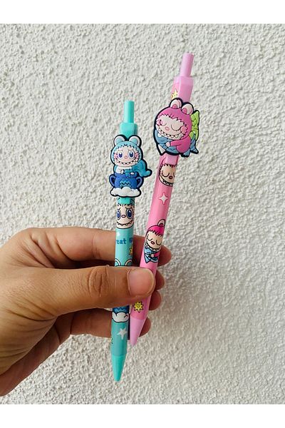 synshop Labubu 2Pcs Versatil Tip Mechanical Press Pen 07 Nib Y2K Kpop Stationery School Office Necessities