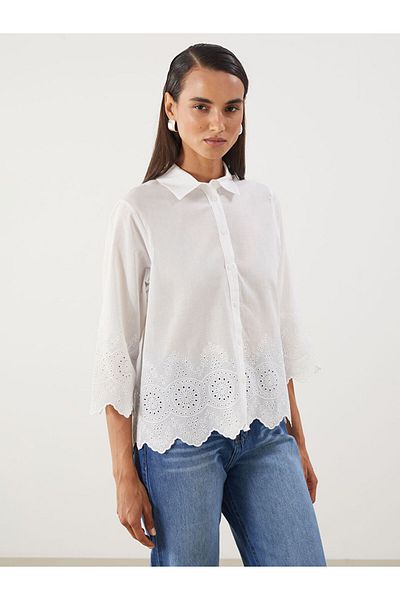 LC Waikiki Quality Parts from Celebi Store |   White Openwork Brode Women's Shirt
