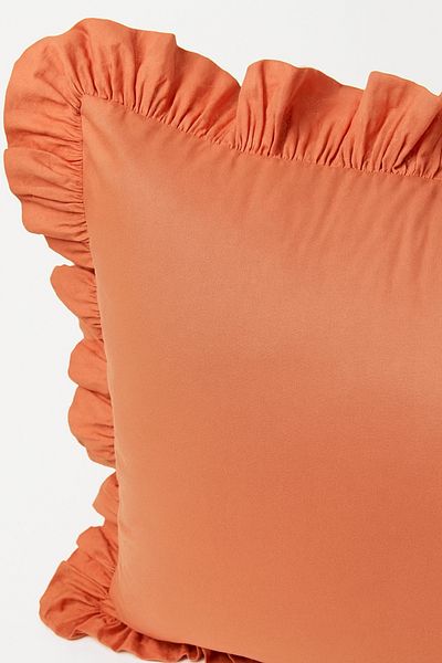 abidehanım 100% Cotton Ruffle Pillow Case 50X70 cm (1 Pc) Coral