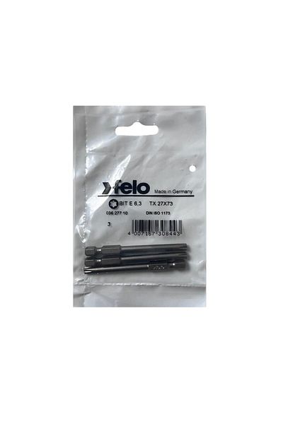 FELO Set of 3 Felo bits, Industrial profile Torx series, E6.3, TX27, 73mm