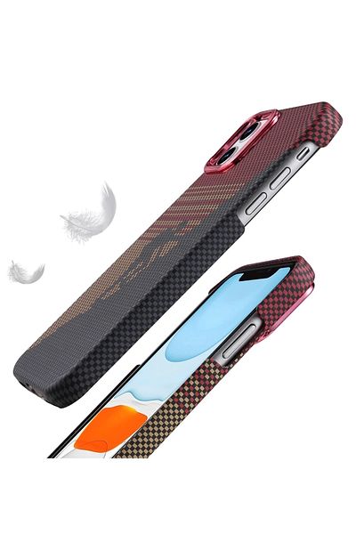 m.tk moveteck Apple iPhone 13 - 14 Case Kevlar Carbon Look Embossed Textured Pattern Super Thin Magsafe Cover