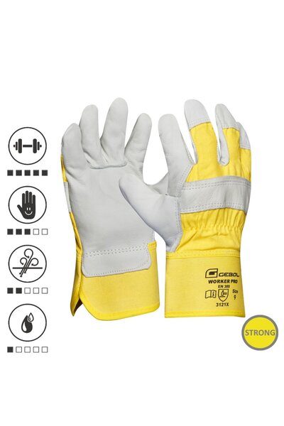 GEBOL 709208, Worker Pro protective gloves, made of cowhide, professional use, size 9/L