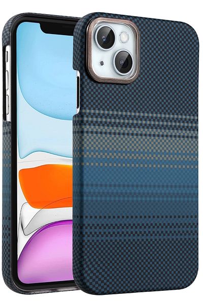 m.tk moveteck Apple iPhone 13 - 14 Case Kevlar Carbon Look Embossed Textured Pattern Super Thin Magsafe Cover
