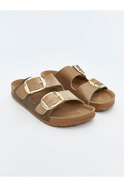 LC Waikiki Create Your Style from Uzg Store |   Brown Leather Look Women's Slippers