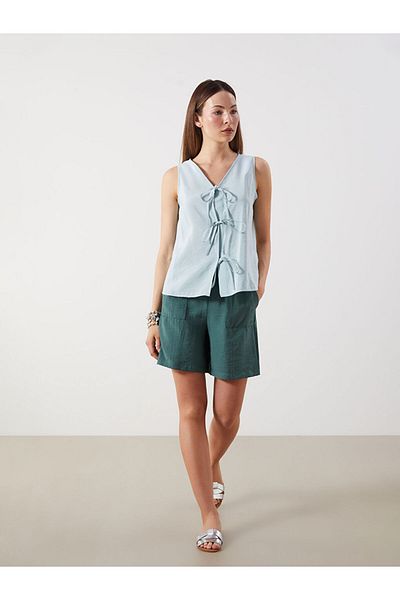 LC Waikiki Quality Parts from Celebi Store |   Green Textured Women's Shorts with Elastic Waist