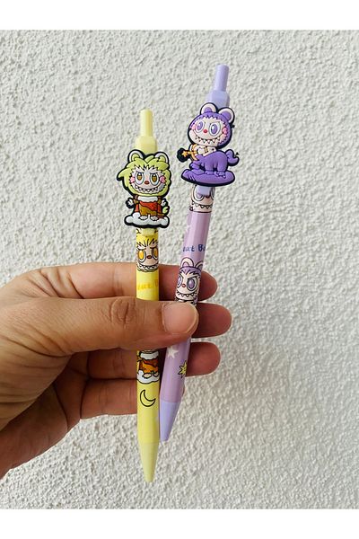 synshop Labubu 2Pcs Versatil Tip Mechanical Press Pen 07 Nib Y2K Kpop Stationery School Office Necessities