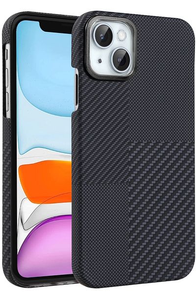 m.tk moveteck Apple iPhone 13 - 14 Case Kevlar Carbon Look Embossed Textured Pattern Super Thin Magsafe Cover