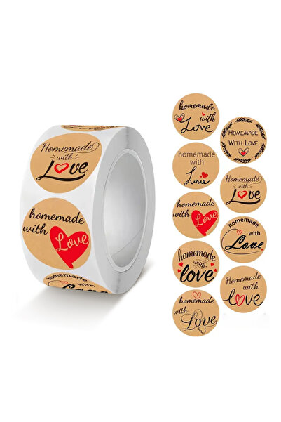 hdcw 500 ADET 2.5cm RULO YAPIŞKANLI KRAFT KAĞIT EL YAPIMI-HANDMADE STICKER ET...