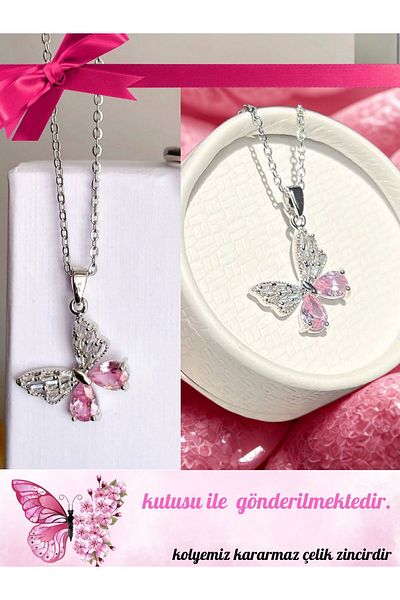 Perry Accesories Tarnish Free Steel Moon Sun Pendant Valentine's Day Gift Necklace Gold Steel Necklace Women Zircon Necklace