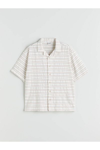 LC Waikiki Sparkling επιλογές από το Shining Store |   Πορτοκαλί κοντομάνικο ριγέ αγορίστικο πουκάμισο