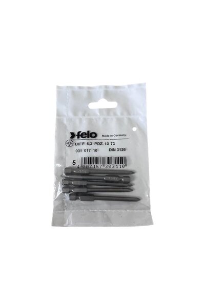 FELO Set of 5 Felo bits, series Industrial profile Pozidrive, E6.3, PZ1, 73mm