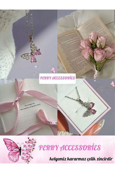 Perry Accesories Tarnish Free Steel Moon Sun Pendant Valentine's Day Gift Necklace Gold Steel Necklace Women Zircon Necklace