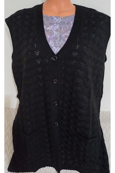 Anne Er Clothing Seasonal Knitwear Vest Button Double Pocket Black