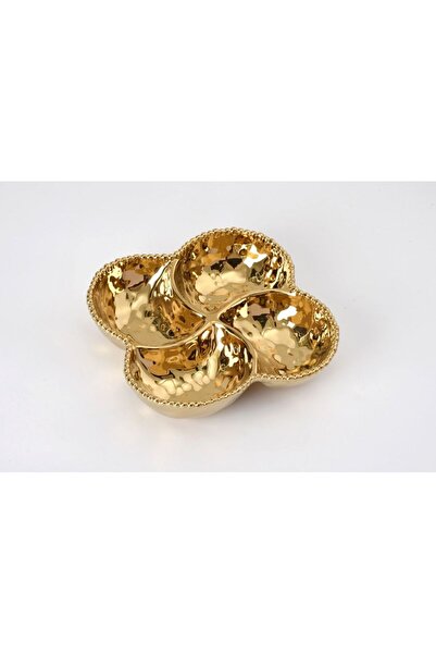 B&L Decor وعاء إيفا الذهبي المزين بأربعة أقسام