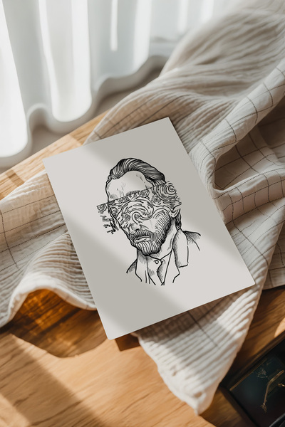 Çerçevesiz Poster Tablo, İllüstrasyon,Van Gogh Sanatı,Line Art,Sanatsal Hd Baskı