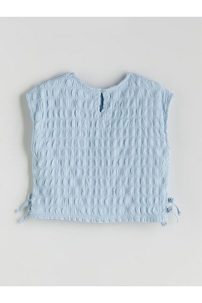 LC Waikiki Quality Parts from Celebi Store |   Blue Crew Neck Bow Detailed Girl's Crop Blouse