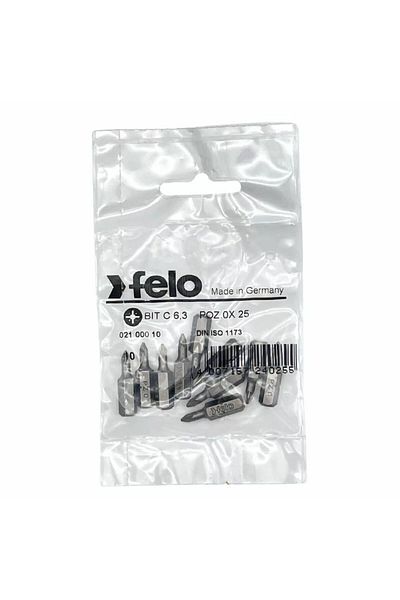 FELO Set of 10 bits Felo, series Industrial profile Pozidrive, C6.3, PZ0, 25mm