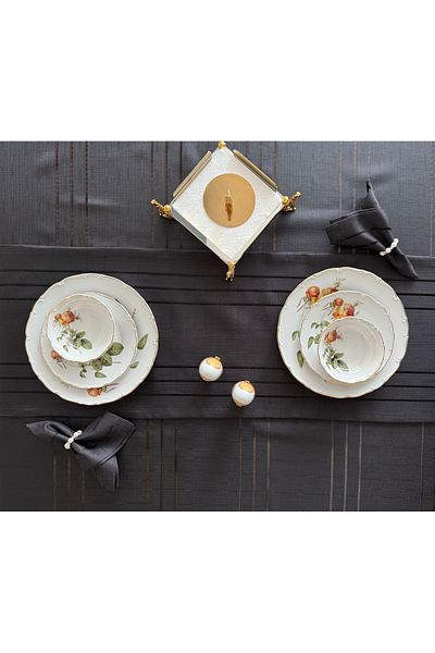 Hilaliart 26 Piece Luxury Tablecloth Set – Includes Pearl Detailed Napkin Holder, Double Layer Runner