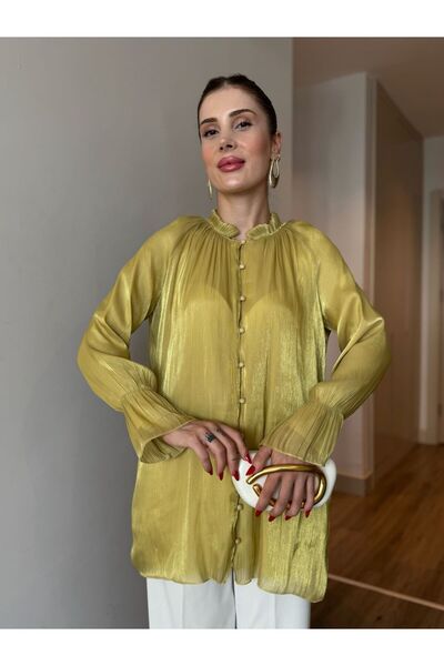 YK FASHION Volanlı Gül Detaylı Gömlek