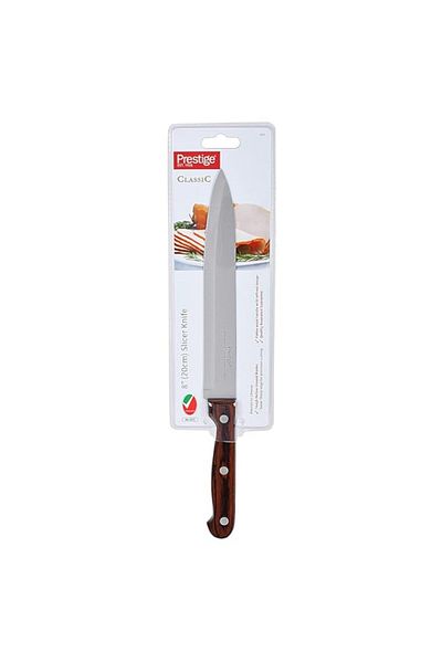 Generic Prestige Classic Slicer Knife 20cm | Wooden Handle Knife | Tough Hollow Ground Blades | PR1978