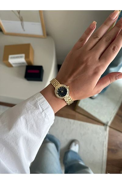 RoseandRoses Solrex Design Dial Women Wrist Watch Gold (Black Dial)
