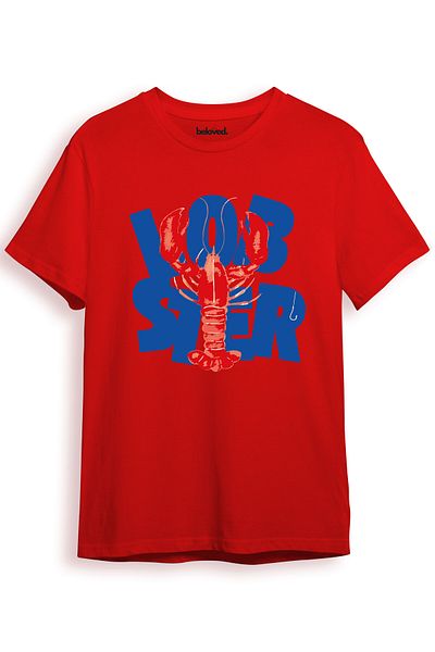 beloved.co Lobster Red Lobster Printed 100% Cotton Regular Fit Unisex T-Shirt