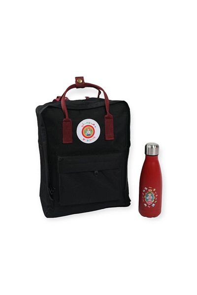 MYSCHOOL School supplies box for all the student's needs in burgundy and black (68 pieces)