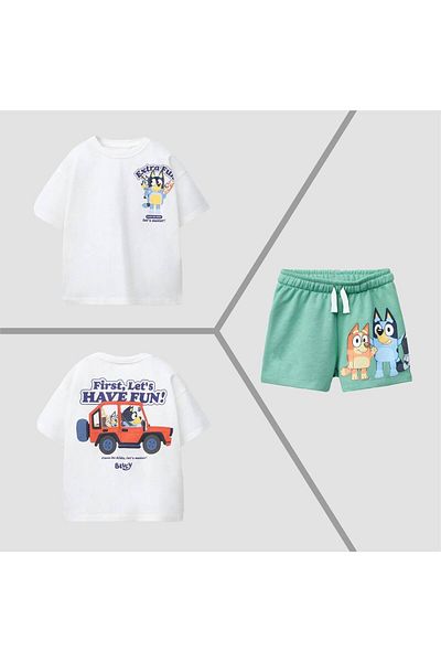 JELİBOOM Kbluey Girl's Shorts Set 100% Cotton 2-8 Years