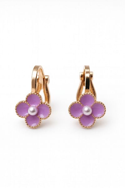 MakeWell Clover Design Poppy Compression Earrings for Non-Pierced Ears