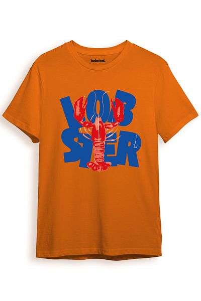 beloved.co Lobster Red Lobster Printed 100% Cotton Regular Fit Unisex T-Shirt
