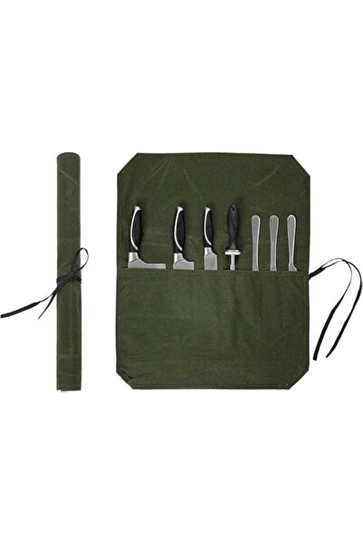 Generic حقيبة لف سكاكين الطاهي من THE WHITE SHOP مع فتحات، حقيبة سكاكين الطاه...