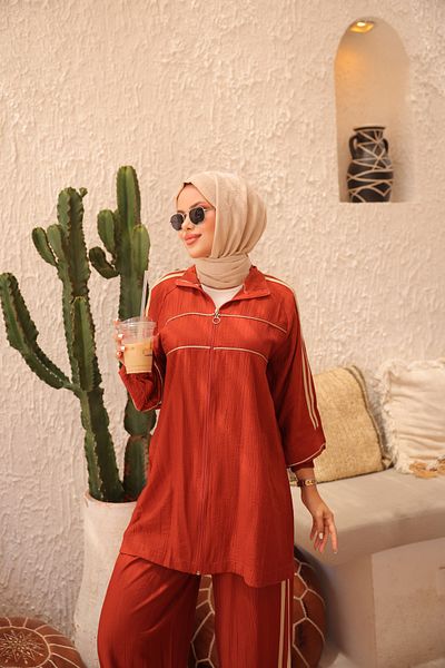 MİMİ Luxury Wear Women's Stylish Sport Tracksuit Set Zipper & Bottom Top Set