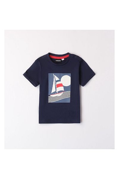 Sarabanda Nautical Print T-Shirt for Boys, Sarabanda, Dark Blue, 104-110 cm