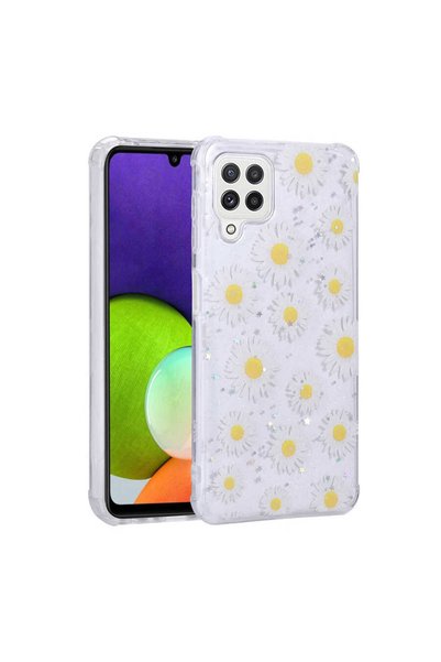 sickossi حافظة Galaxy M22 غطاء Popy SCKS لامع مع حماية للكاميرا منقوشة باللون...