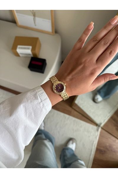 RoseandRoses Solrex Design Dial Women's Wristwatch Gold (Burgundy Dial)