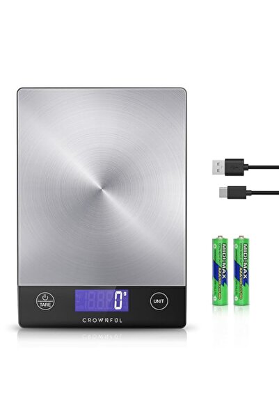 Generic ميزان طعام CROWNFUL 15 كجم، ميزان مطبخ رقمي قابل لإعادة الشحن من الفو...