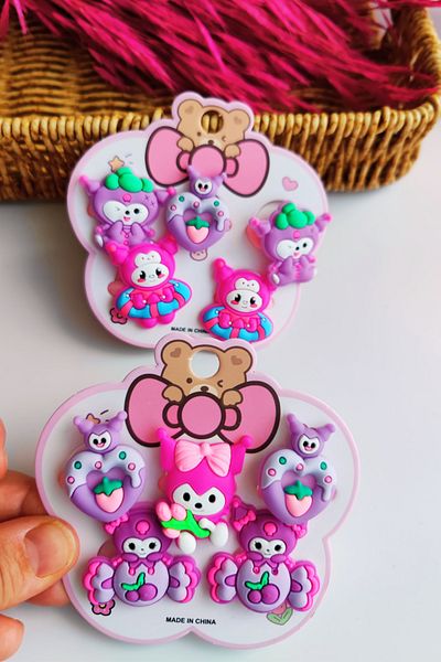 Nisankids Kuromi Girl's Rubber Buckle Set (2 Cards - 10 Pieces of Rubber)
