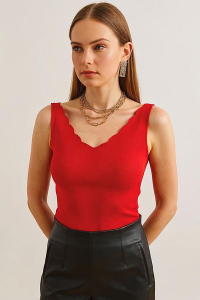 sole stories Women's Ladder Collar Thick Strap Summer Knitwear Blouse